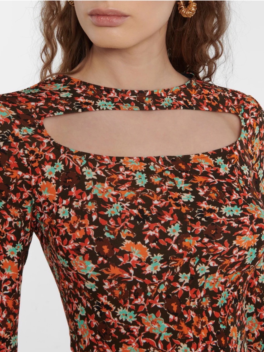 NWOT Victoria Beckham Floral Long-Sleeve with Cutout